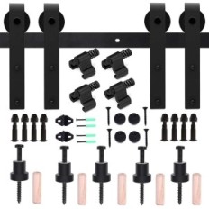 CCJH 270cm Sistema scorrevole Black Ancient for 2 Doors Steel Track and Roll