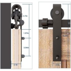 CCJH 270cm Schiebetungssystem schwarz alt für 2 Türen Stahlspur und Rolle