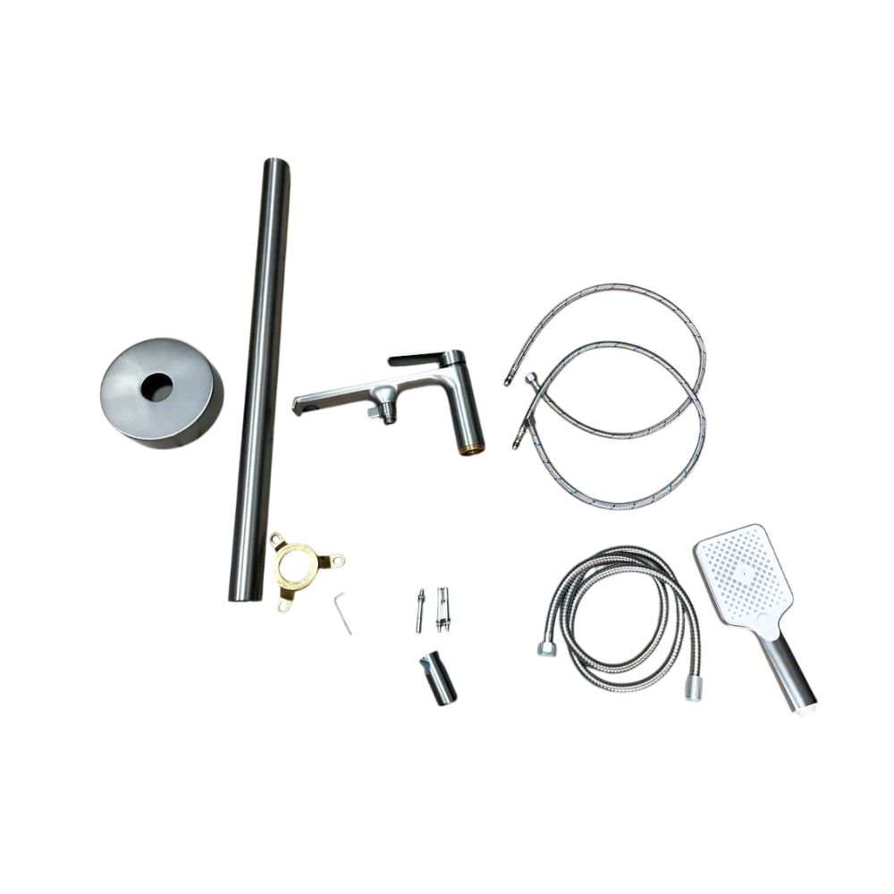 Detached tube Bath tub 360 ° with shower steel brass