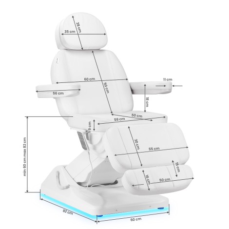 Cadeira eléctrica cosmética SILLON Luxury 3 motores branca
