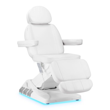 Fauteuil cosmétique électrique SILLON Luxury 3 moteurs blanc avec commande au pied — vue latérale