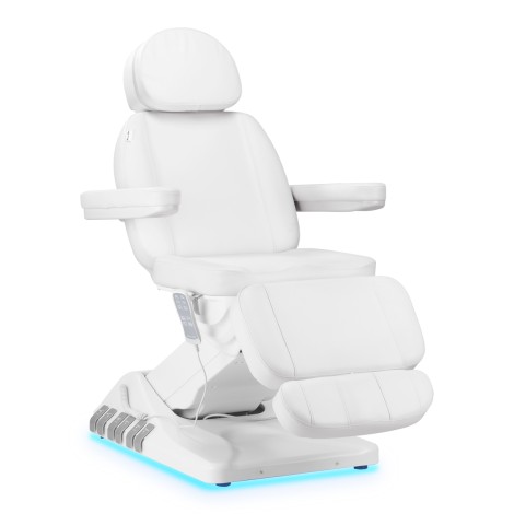 Elektrischer Kosmetikstuhl SILLON Luxury mit 3 Motoren, weiß, Fußbedienung — Seitenansicht