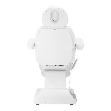 Electric cosmetic chair SILLON Luxury 3 motors white foot control — rear view