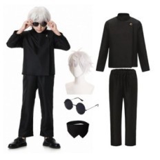 Dětský školní kostýmový stator Changchups pro Cosplayu: černá bunda brýle paruka, výška 120cm