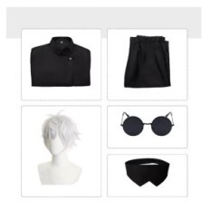 Children's School Costume Sator Changchups for Cosplayu: Black Jacket Glasses Wig, Height 120cm