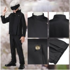 Børne skole kostume Sator Changchups til Cosplayu: Sort jakke briller paryk, højde 120cm