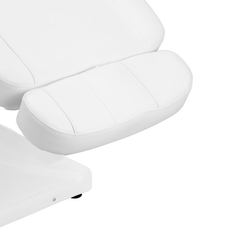 Elektrisk kosmetikstol SILLON Luxury med 3 motorer vit och fotkontroll — närbild av armstöd