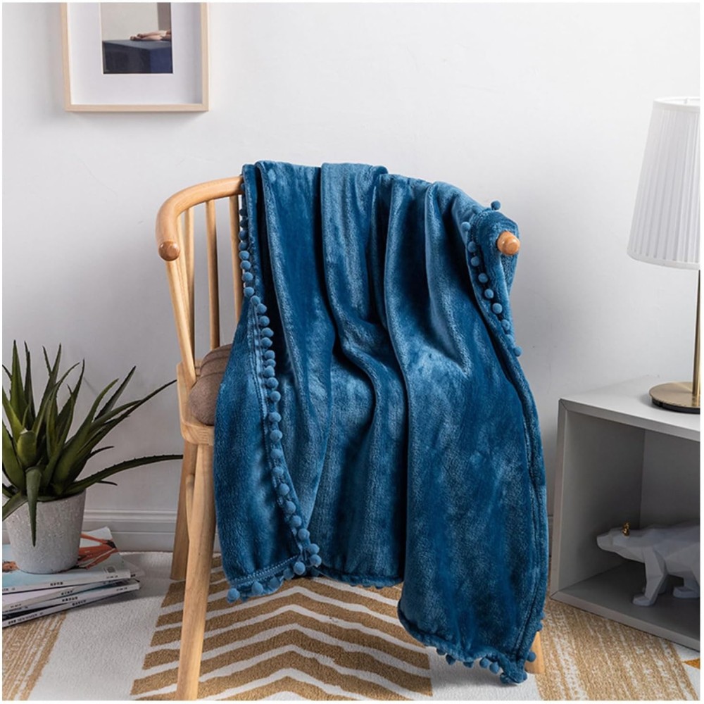 Flanel takaró Dxcaicc I 130x150cm lágy fény év kerek pompon