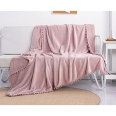 Flanel pokrivač dxcaicc i 130x150cm mekana svjetla cijele sezone s pompomima