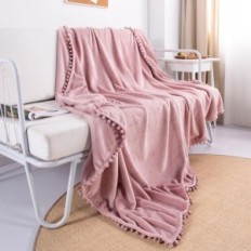 Flannel blanket DXCaicC and 130x150cm Soft Light all-season with pompoms