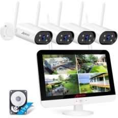 USZKODZONY Zestaw kamer ANRAN 3MP LCD 13" 4 kamery IP WiFi NVR IP66