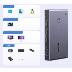 USB- C KVM UGREEN CM732 2xPC 2xMonitors, 4K @ 60Hz, USB 3.0, PD100W