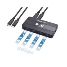 Switch KVM USB-C 2X4K 60Hz HDMI / DP + 4 × USB 3.0 con esposizione di cavi