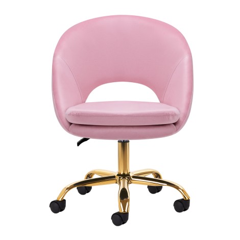 4Rico svängbar stol QS-MF18G sammet rosa — framsida