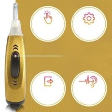 Utilizzato l'apparecchio acustico BTE per l'orecchio destro con 4 modalità, sulle batterie