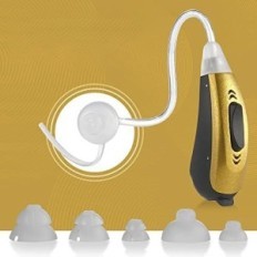 Utilizzato l'apparecchio acustico BTE per l'orecchio destro con 4 modalità, sulle batterie