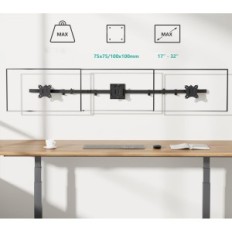 Nepotpuno / rabljeno 3xmonitor zidne ručke 17-32 ", max 7kg, Vesa, podesiv