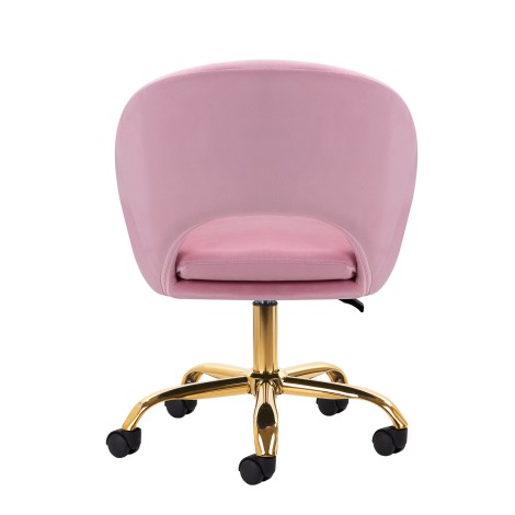 4Rico Drehstuhl QS-MF18G Samt Pink mit Goldfuß — Rückansicht