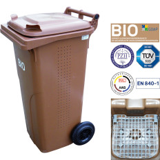 Container emmermand voor bio-gevuld met dubbele bruine bodem 240L bio + rooster