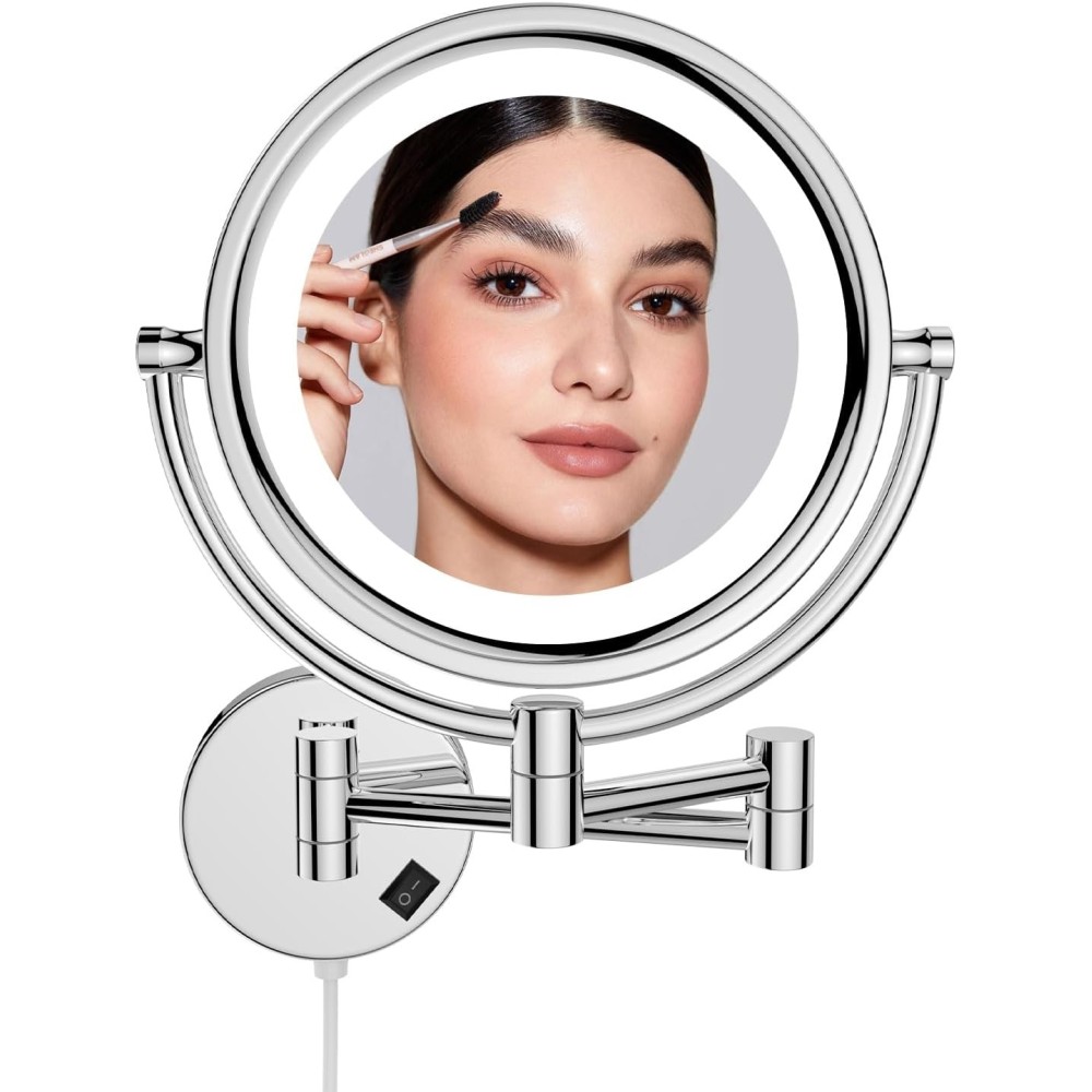 Wall Mirror LED 10x a Povečevalna dvostranska 20 cm