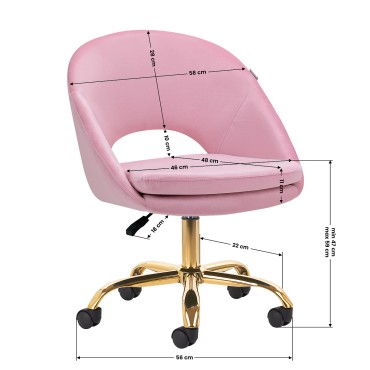 4Rico svängbar stol QS-MF18G sammet rosa — framsida