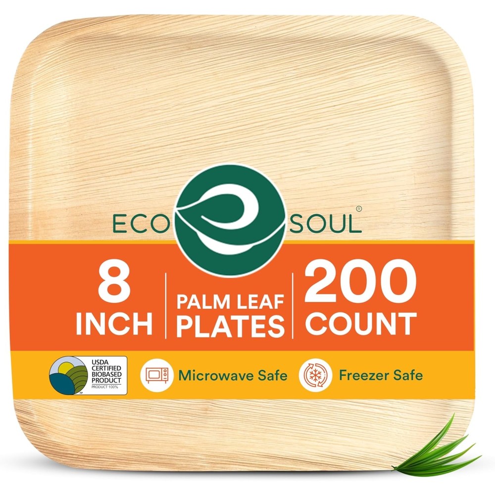 Deciduous compostable plates 8 "Square eco soul 200 pieces eco