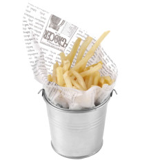 Ένα μινιατούρα χαλύβδινο κουβά με μια λαβή wed. 100mm