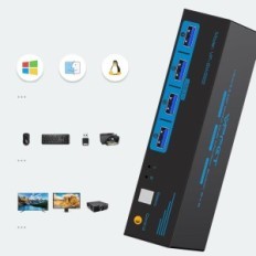 Cambie KVM 8K60Hz DP / HDMI 2xpc 2xmonitory CMstedcd SW222 4xusb, 4k120Hz, USB 3.0