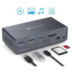 KVM 2xpc 2xmonitor dokkimisjaam USB-C, HDMI + DP 4K, 13W1, SD, 10Gbps