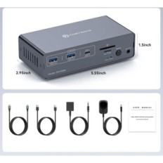 KVM 2XPC 2XMONITOR Dockningsstation USB-C, HDMI + DP 4K, 13W1, SD, 10GBPS