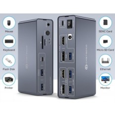 KVM 2XPC 2XMONITA DOCKOVAČNÁ STANICE USB-C, HDMI + DP 4K, 13W1, SD, 10GBOP