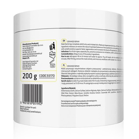 Apis CERAMIDE REPAIR Masque apaisant aux algues avec céramides et bêta-glucane 200 g — vue arrière