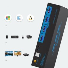HDMI jungiklis KVM CMSTEDCD VP-SW220 4K 60Hz 2PC 2 USB 3,0 monitoriai, nuotolinio valdymo pultas