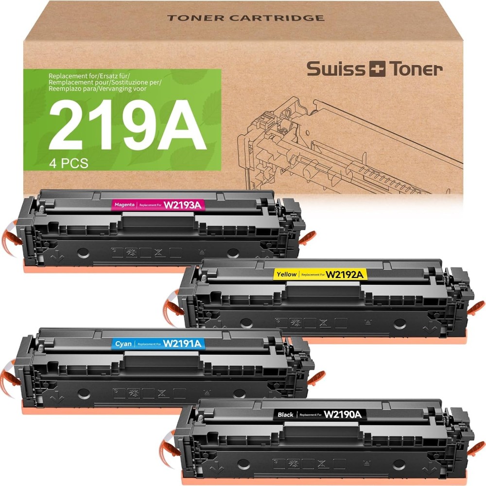 Un set di toner del toner svizzero HP 219A compatibile per MFP 3302FDWG, 4 articoli.