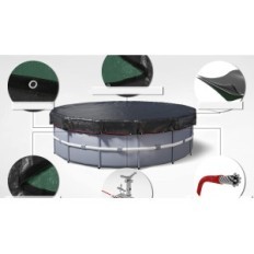 Použité bazénový kryt 450 cm Planenenfux (kolo 520 cm) 2v1 PE 200 g / m², 420-460cm