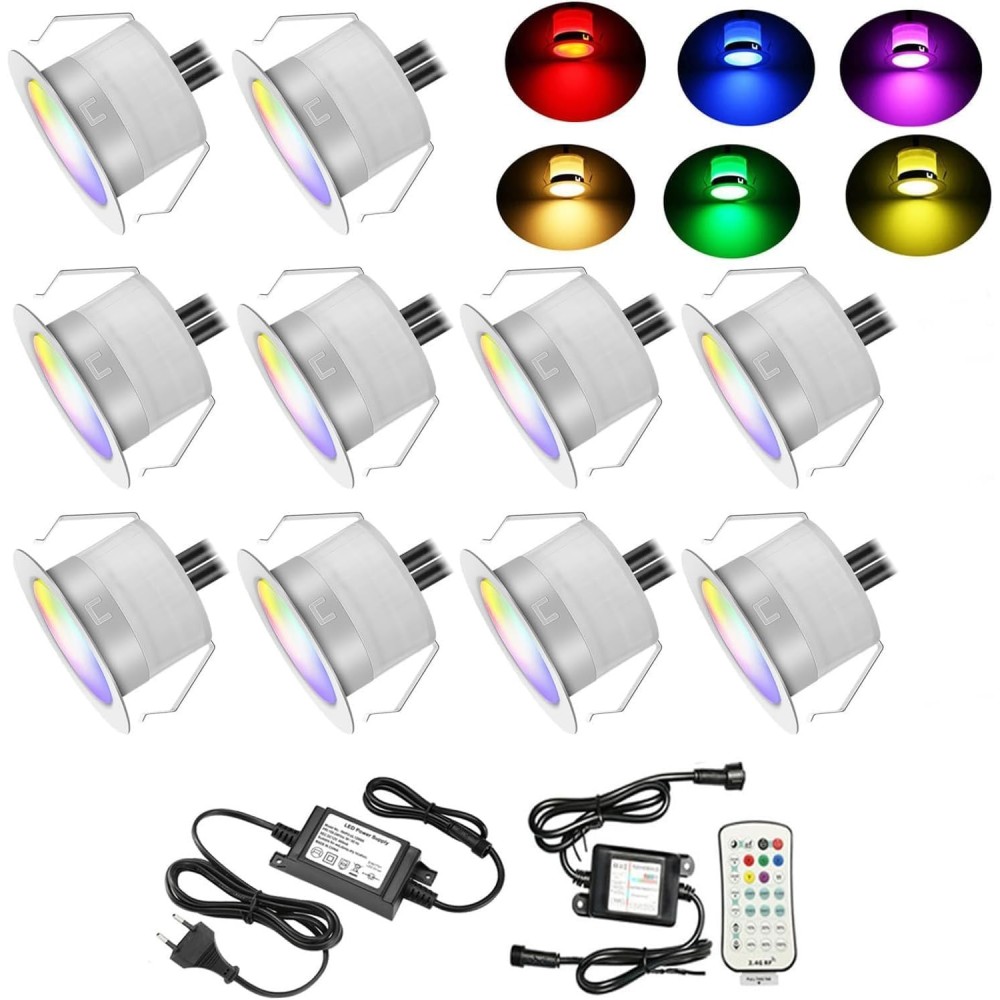 Set 10 LED lamps built-in RGBWW 0.6W Ø31mm, IP67, 12V