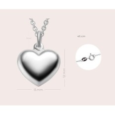 Silver FF74SS92545-8 FF74SSS92545-8 Halsband med hjärta "deras liebe dich" gåva för en kvinna