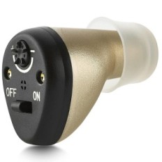 Used CIC hearing amplifier for Seniors Black Left Ear with noise reduction