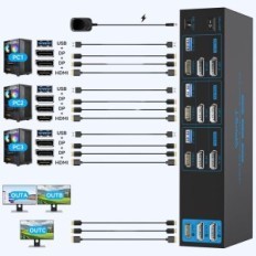 Spínač KVM AILVLVNG VP-SW332 8K60Hz 3xpc 3xmonitor 4k144Hz 4xUSB 3.0