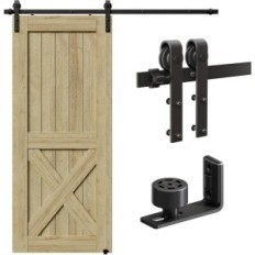 Tsmst F33SFS 100cm Skyvedør Sett svart stil rustikk sparingplass