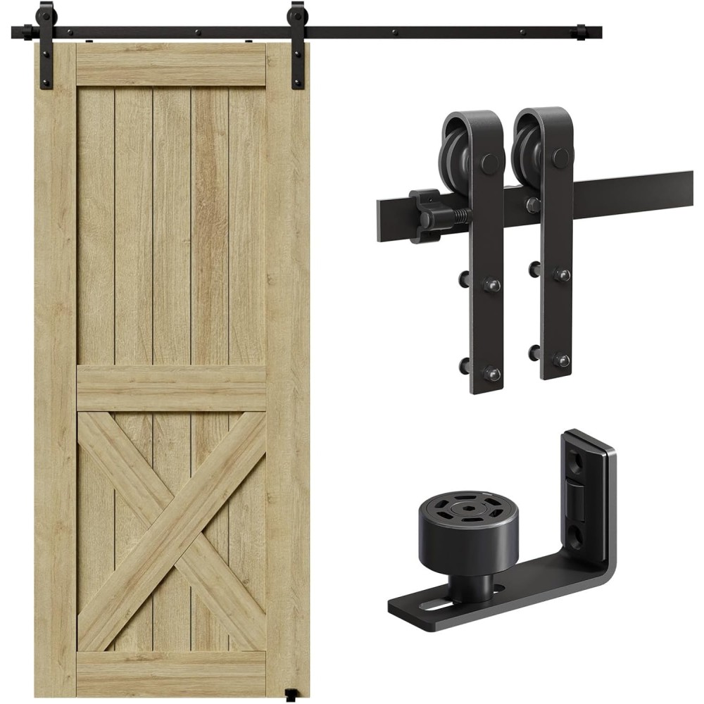 TSMST F33SFS 100cm Skjutdörr Set Svart stil Rustik Spara utrymme