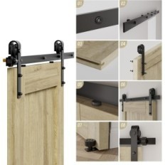 TSMST F33SFS 100cm porta deslizante definido estilo preto espaço de poupança rústica