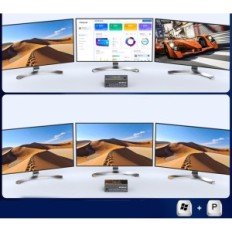 KVM Interruptor 3 Monitores 2 Computadoras 4K144HZ 8K60Hz DP + HDMI USB3.0 Fuente de alimentación de control remoto