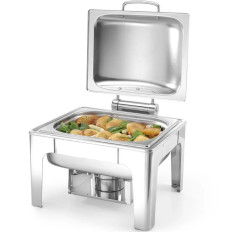 Chauffe-plats en acier satiné GN 1/2 avec bougie.