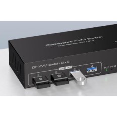 Přepínač KVM TJCXELE DP 1.4 8K60Hz 2 ks 2xUSB 3,0 2 monitory