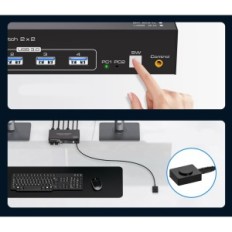 Switch KVM TJCXELE DP 1.4 8K60Hz 2 ks 2xusb 3.0 2 monitory