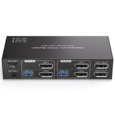 Ufullstendig bryter KVM DisplayPort 1.4 8K60Hz 4K144Hz 2 PC 2 USB 3.0-skjermer