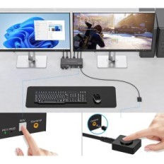Nebaigtas jungiklis KVM DISPACHPORT 1.4 8K60Hz 4K144Hz 2 PC 2 USB 3,0 monitoriai