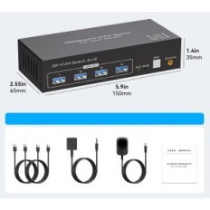 Interruttore incompleto KVM DisplayPort 1.4 8K60Hz 4K144Hz 2 monitor USB 2 USB 3.0