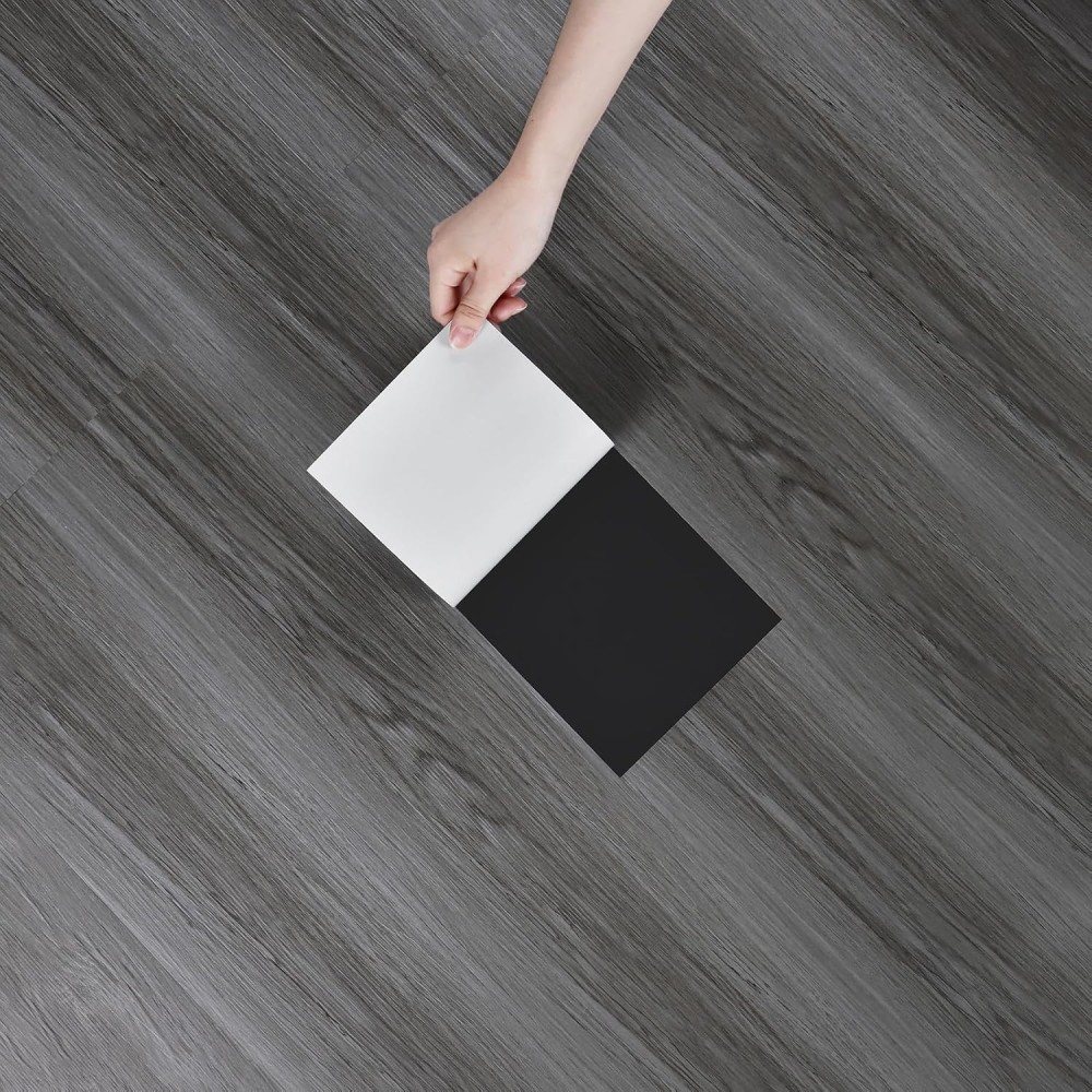 PVC yullpaper grīdas flīzes pašlīmējošā koka līdzīga komplekts 24 pelēks